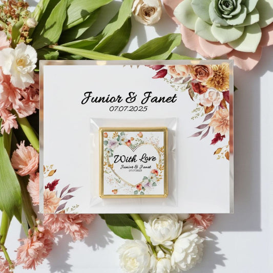 Personalized "Autumn Love" Floral Card and Chocolate
