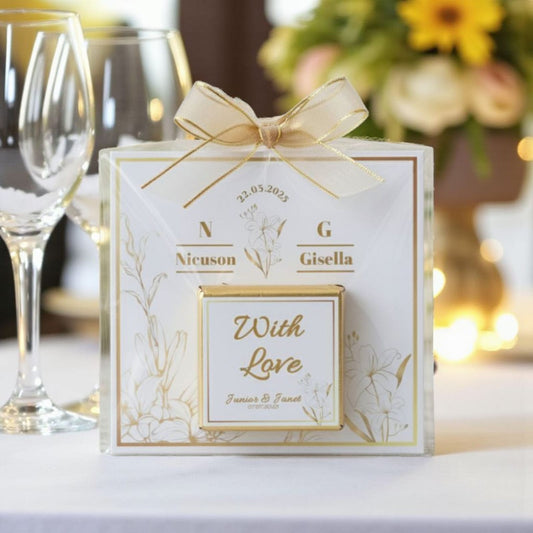 Personalized "Golden Love" Elegant Card and Chocolate