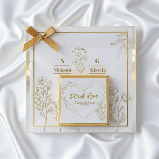 Personalized "Golden Love" Elegant Card and Chocolate