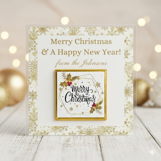 Personalized "Festive Cheer" Christmas Card and Chocolate
