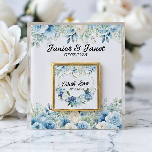 Personalized "Classic Blue Rose" Floral Card and Chocolate