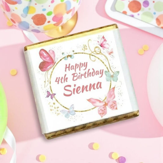 Personalized Butterfly and Celebration Themed Milk Chocolate