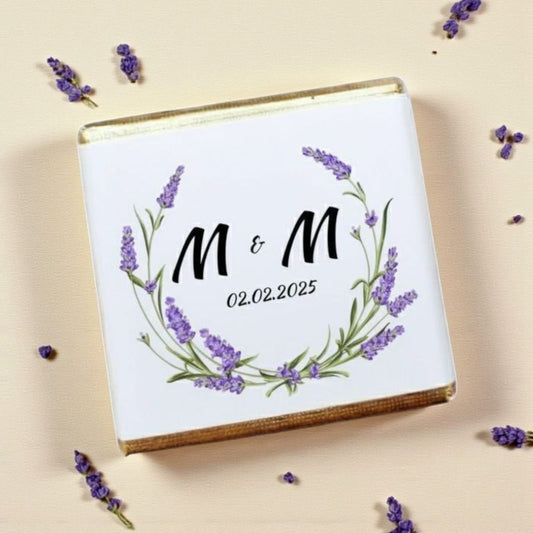 Personalized Lavender Wreath &amp; Monogram Celebration Milk Chocolate