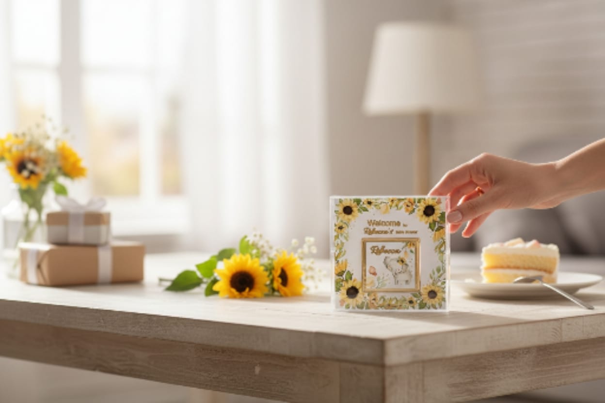 🌻 Personalized Chocolate Card with Sunflower and Sweet Elephant Theme