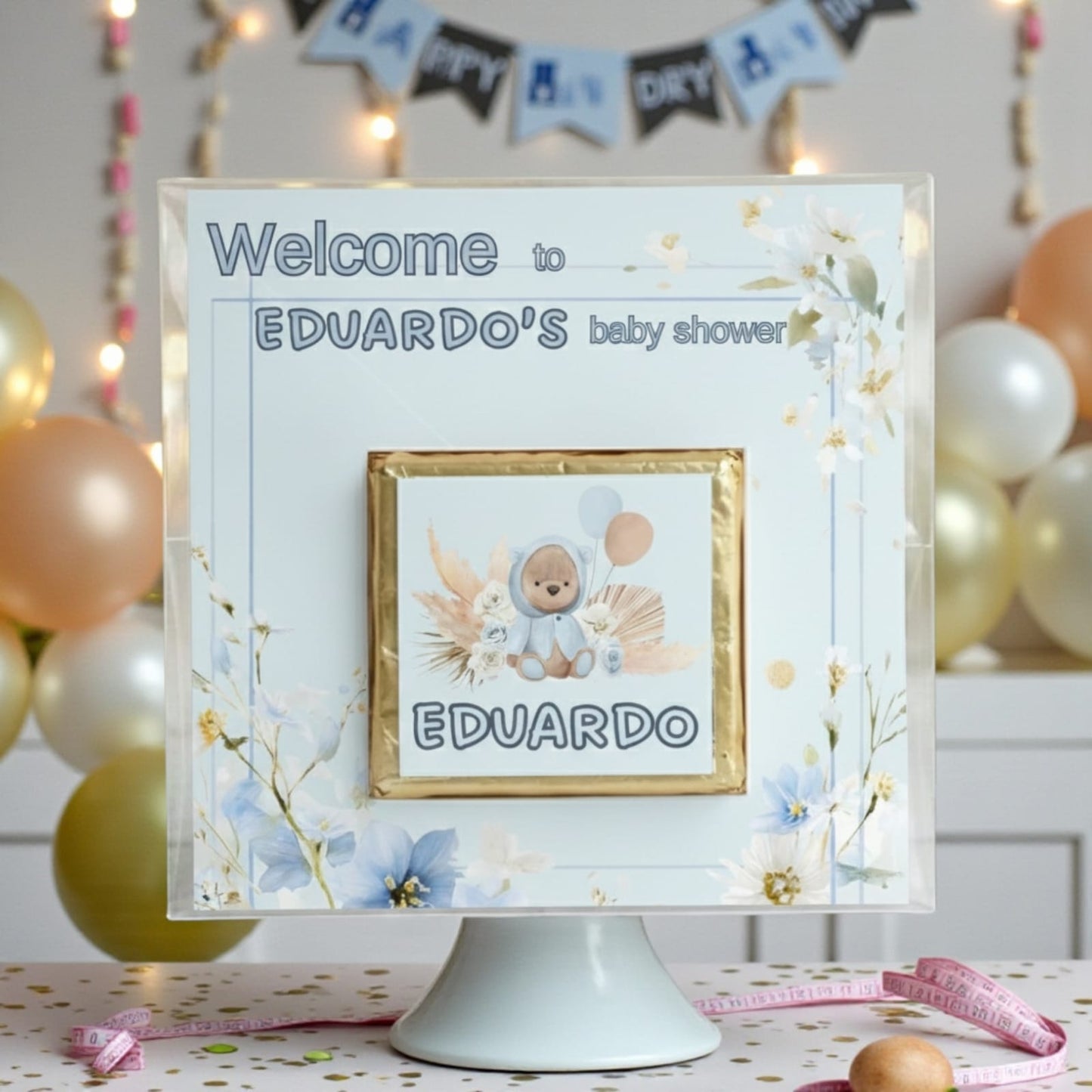 🐻 Personalized Chocolate Card with Charming Teddy Bear Theme