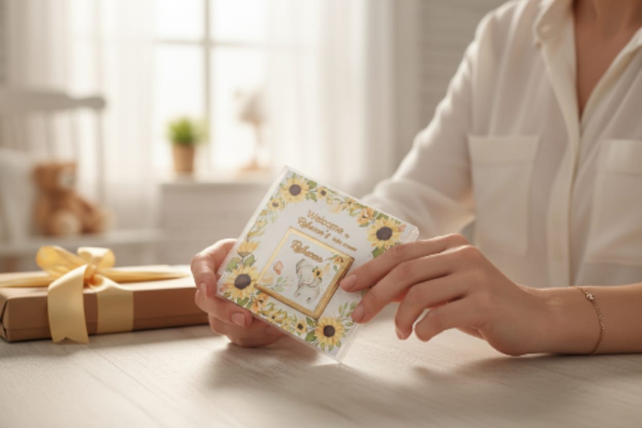 🌻 Personalized Chocolate Card with Sunflower and Sweet Elephant Theme