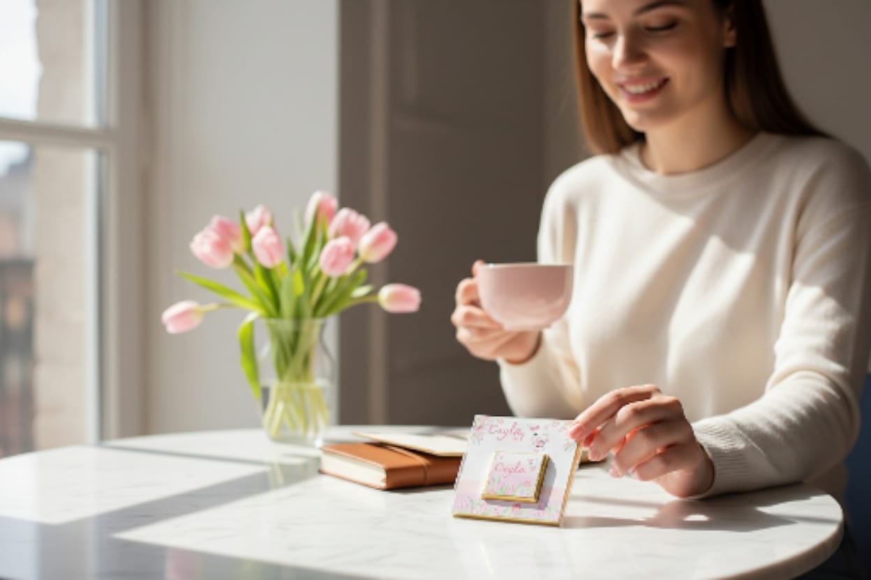 🐰Personalized Chocolate Card with Delicate Floral Bunny Theme