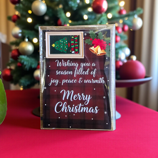 Festive Christmas Card with Refrigerator Magnet - Joy, Peace & Warmth Gift Set