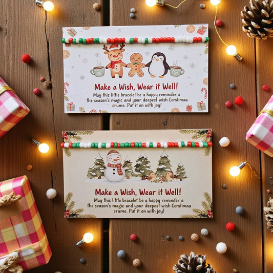 Make a Wish, Wear it Well" Christmas Wish Bracelet - Festive Charm Gift