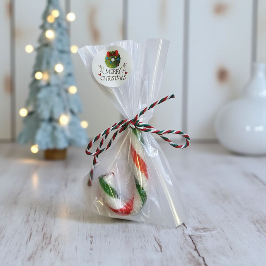 Festive Peppermint Candy Cane Treat Bag - Classic Christmas Stocking Stuffer